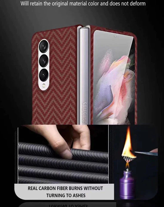Samsung Galaxy Z Fold 4 Carbon Fiber Texture Case-Red Mobile Case by CoverMeUp - Style 5