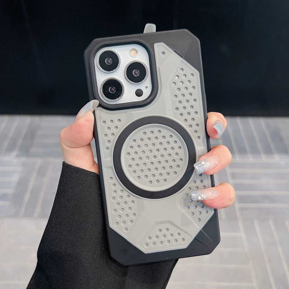 Protective Apple iPhone Back Cover - Heat Dissipation Hole Cooling Down Magsafe Phone Case for iPhone - Style 7