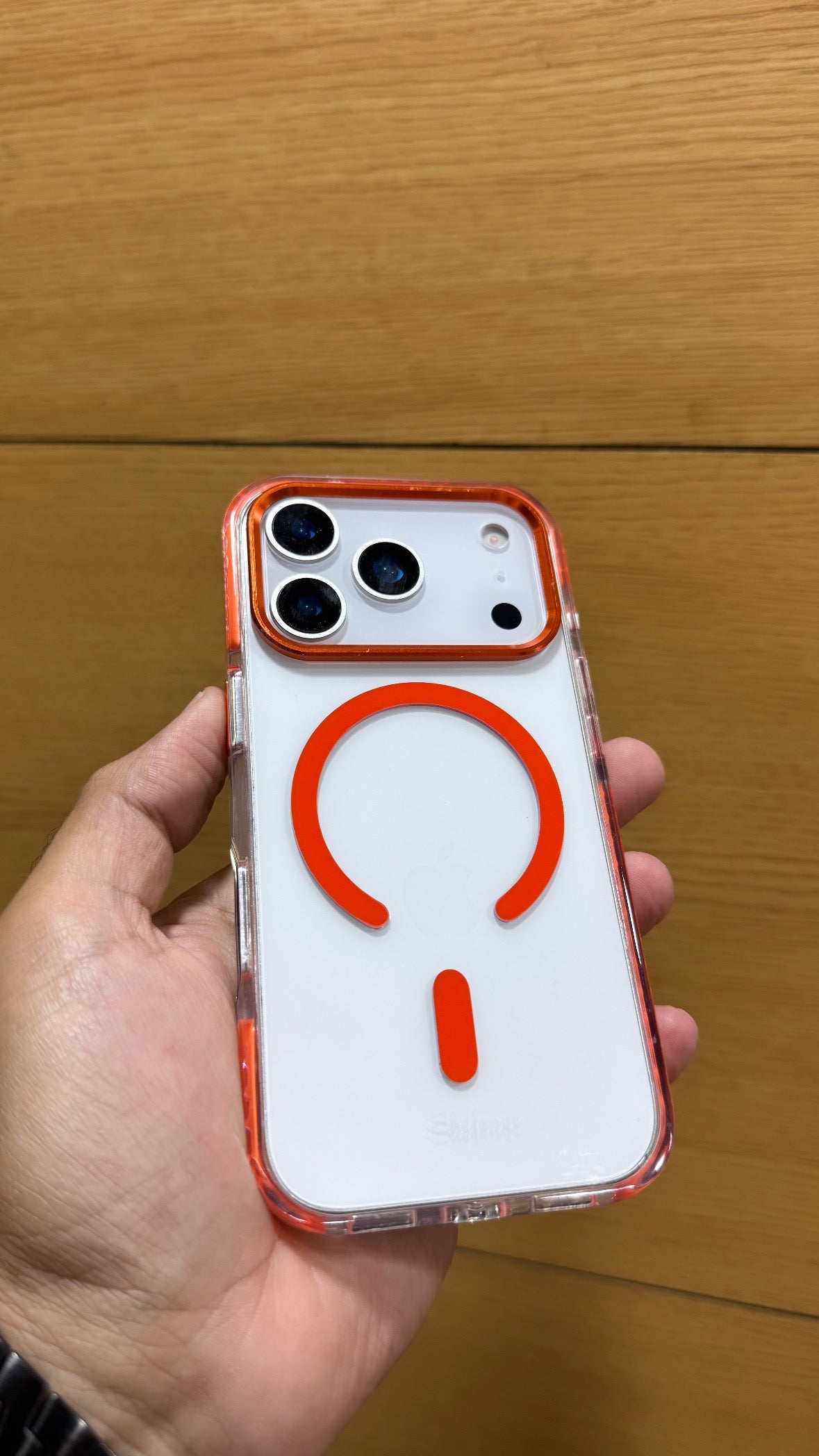 Premium Quality Tough Armour Drop Protection Transparent Case for iPhone 17 Pro Max (ORANGE)