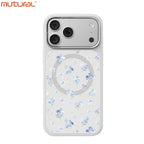 Silicon Protective Magsafe Floral Design Case for iPhone 17 Pro Max (White)