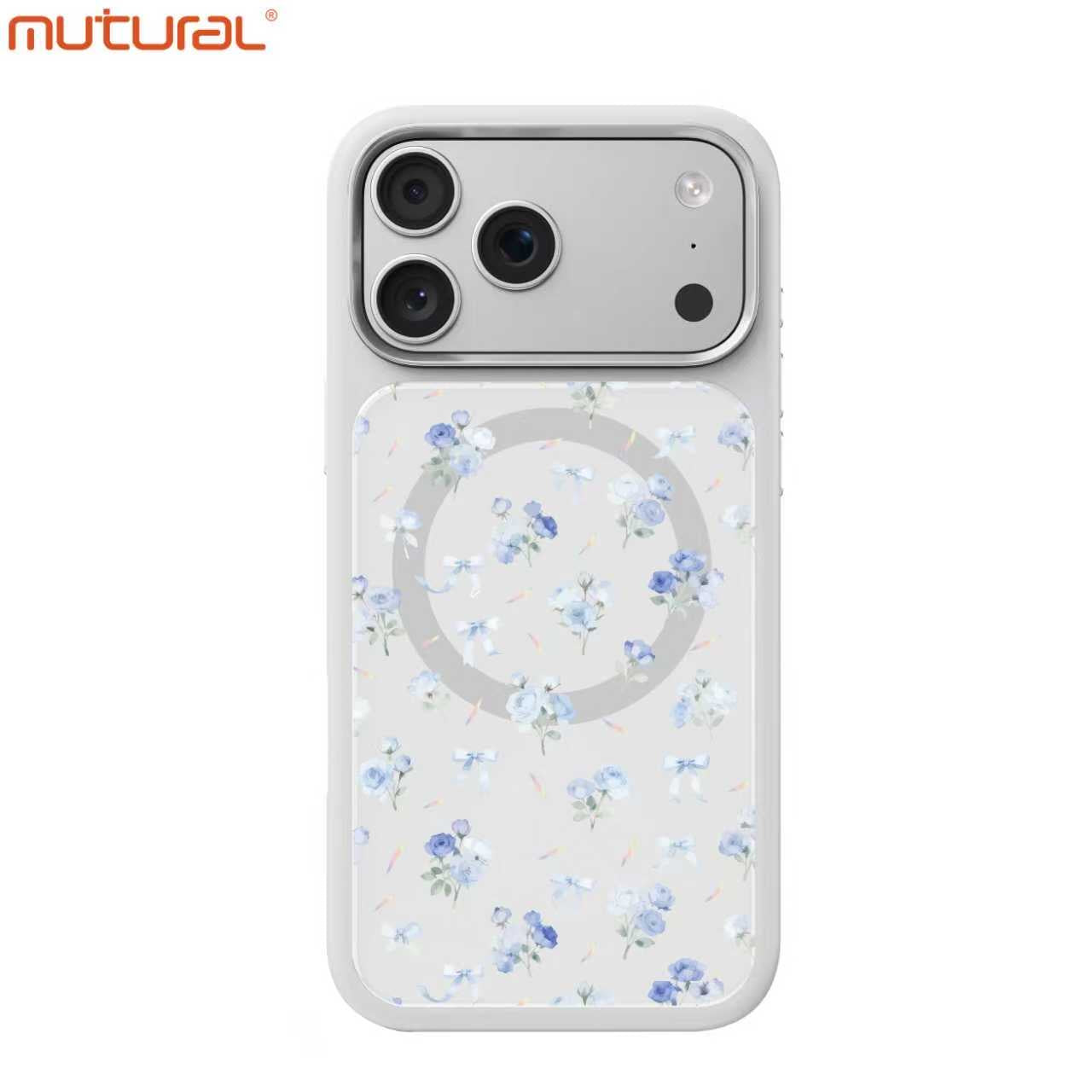 Silicon Protective Magsafe Floral Design Case for iPhone 17 Pro Max (White)