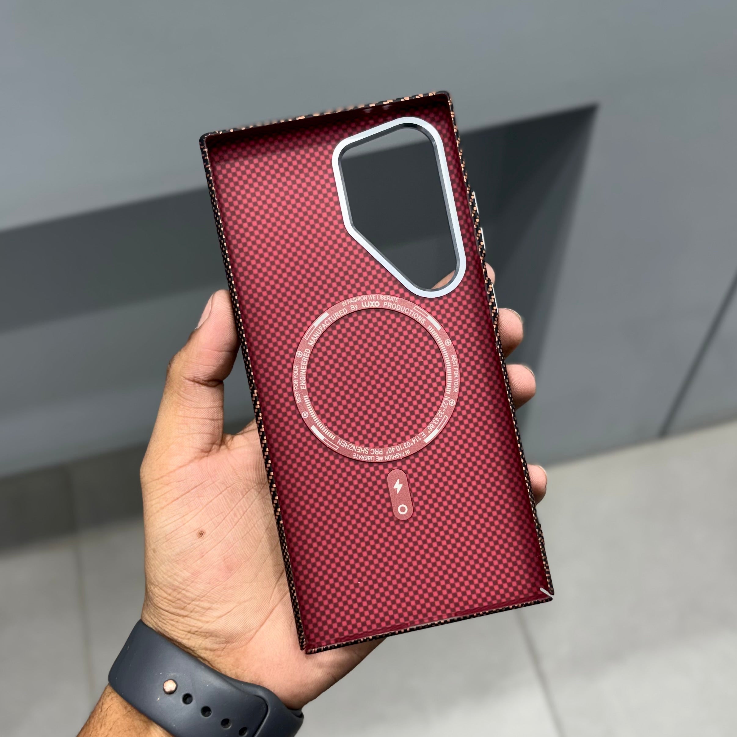 LUXO CARBON CASE SAMSUNG - BROWN CHECK ( No. 2525 ) Mobile Case by CoverMeUp - Style 3