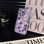 Protective Apple iPhone Back Cover - Hearts Purple Holder Stand Semi-Transparent iPhone Case - Style 8
