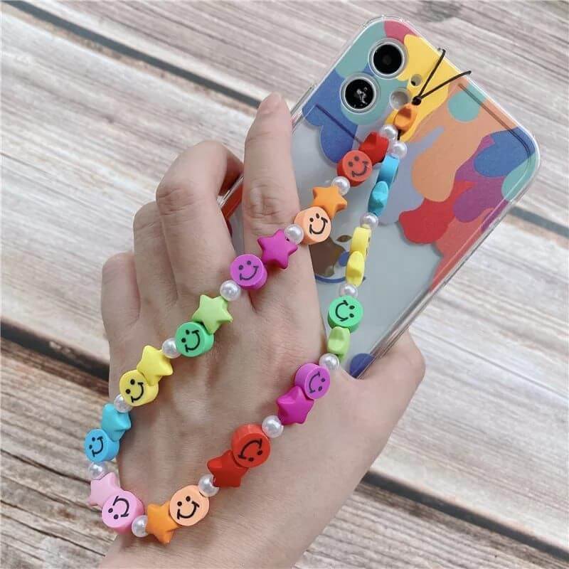 Rainbow Smiley Charms Hanging Custom Slim Soft Case Mobile Case by CoverMeUp - Style 8