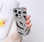 Protective Apple iPhone Back Cover - 3D Silver Heart Designer Silicon Case for iPhone 15 Pro (Silver)
