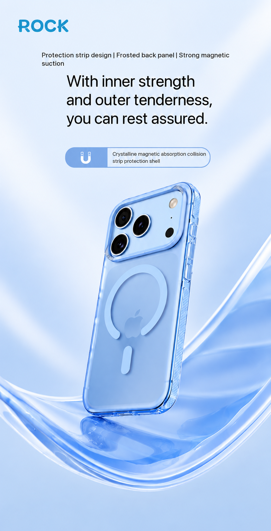 Rock Crystal Classic Series Case For iPhone 17 Pro Max /18 Pro Max (Sky Blue) (Code:4981)