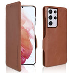 Samsung Galaxy S25 Ultra Shockproof Leather Flip Case Cover - Brown Mobile Case by CoverMeUp