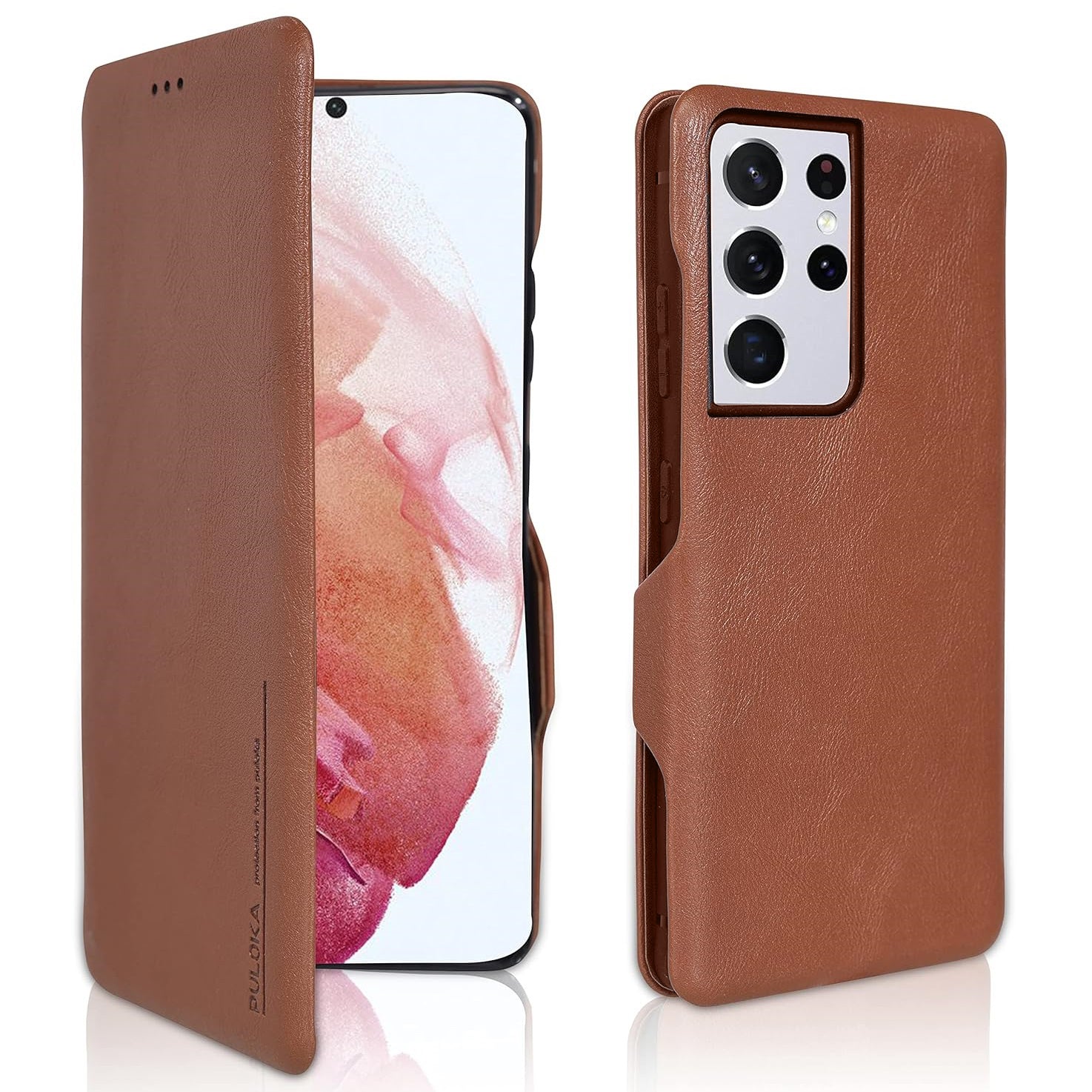 Samsung Galaxy S25 Ultra Shockproof Leather Flip Case Cover - Brown Mobile Case by CoverMeUp