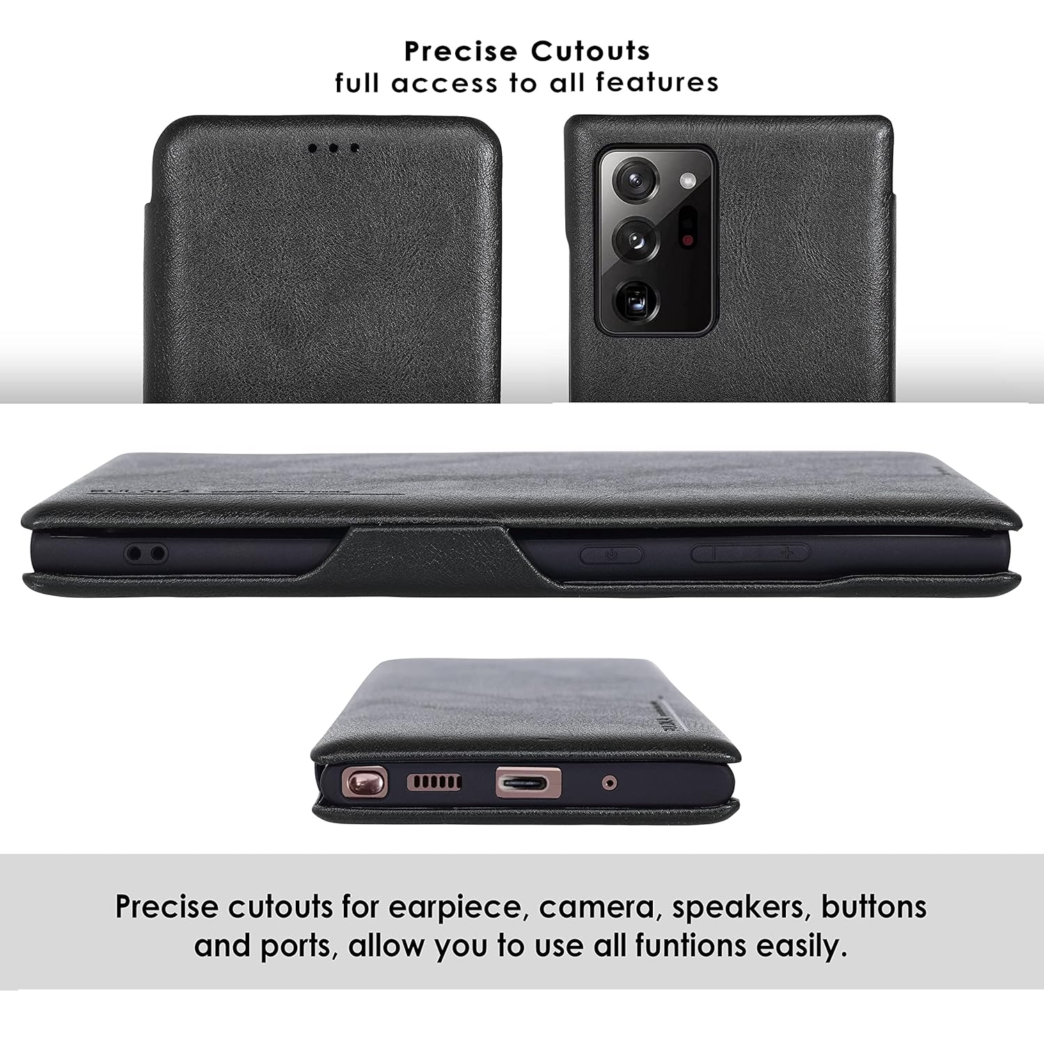 Samsung Galaxy S25 Ultra Shockproof Leather Flip Case Cover - Black Mobile Case by CoverMeUp - Style 6