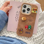Protective Apple iPhone Back Cover - Luxury Leather 3D Cute Cartoon M&M Soft Phone Case for iPhone - Style 7