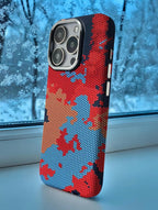 Protective Apple iPhone Back Cover - Camouflage Carbon Fiber Slim fit MagSafe Case for iPhone - Style 3