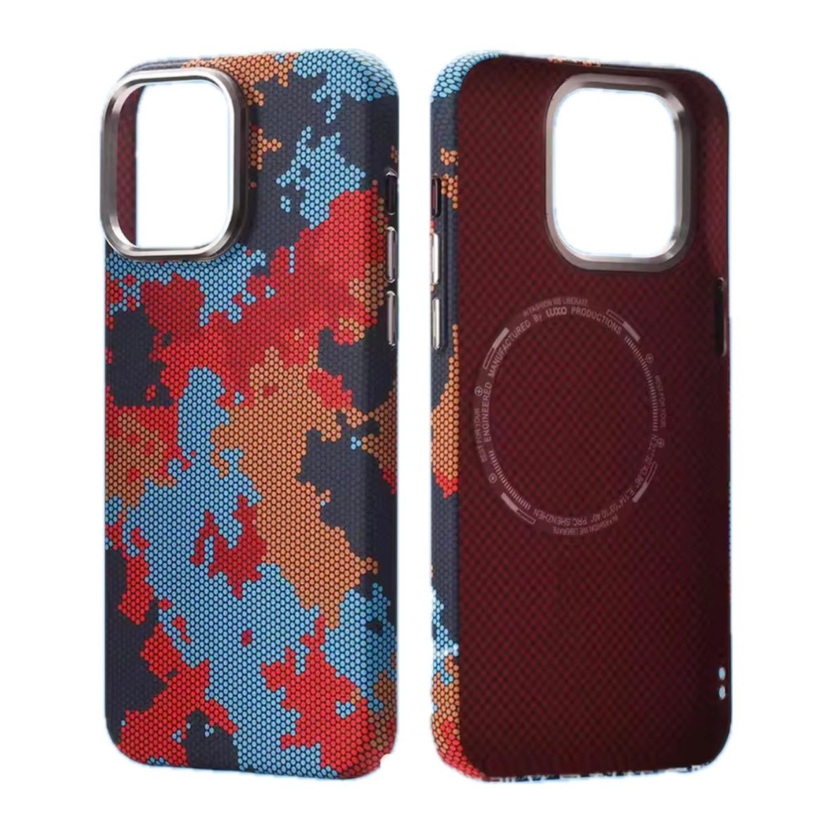 Protective Apple iPhone Back Cover - Camouflage Carbon Fiber Slim fit MagSafe Case for iPhone