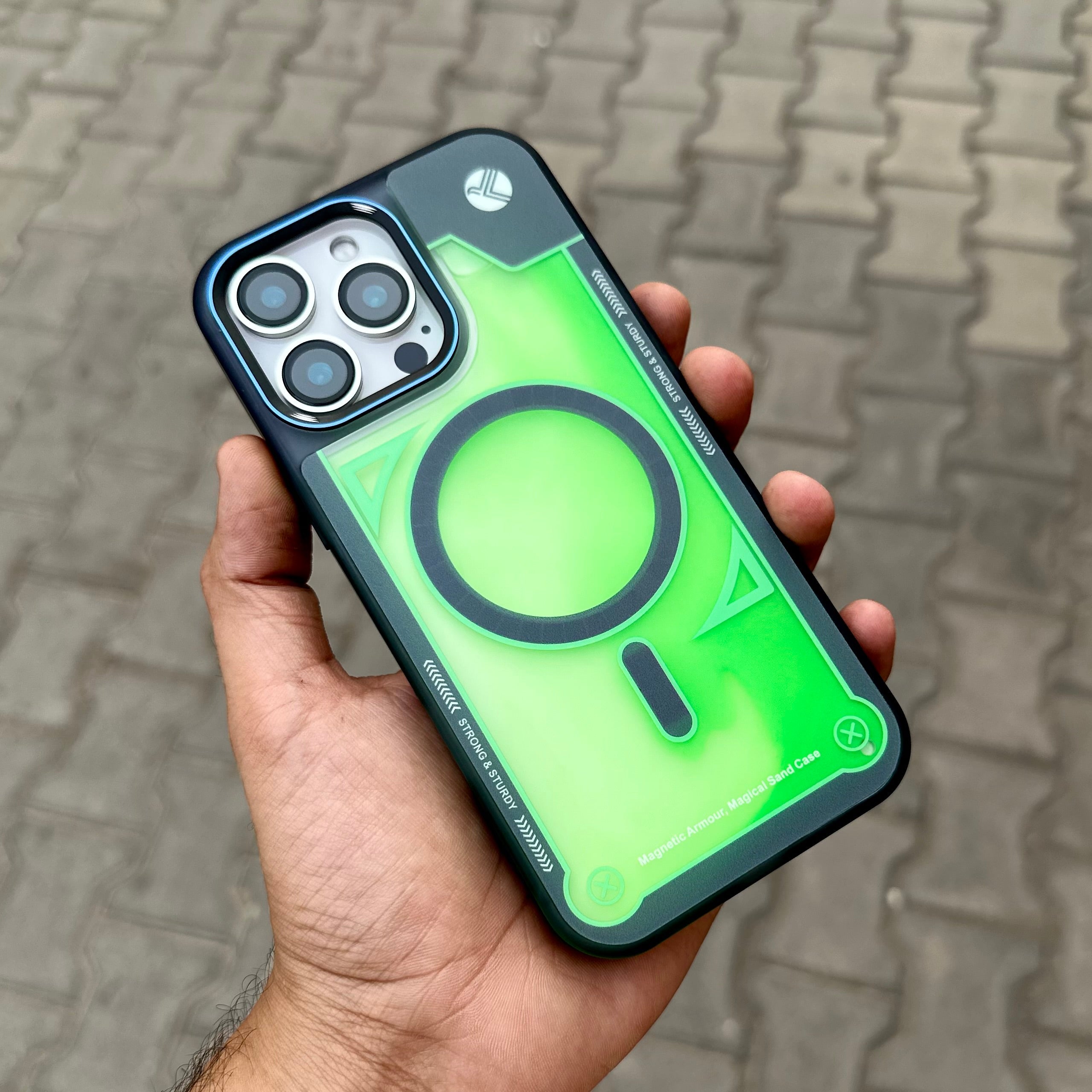 Grafix Sand Floting Case With Magsafe-Green ( No. 1806 ) Mobile Case by CoverMeUp - Style 4