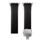Quickfit Easy to Go Silicon Band with Natural Titanium Buckle & Connectors for Apple iWatch 44/45/46 & 49mm (Black)