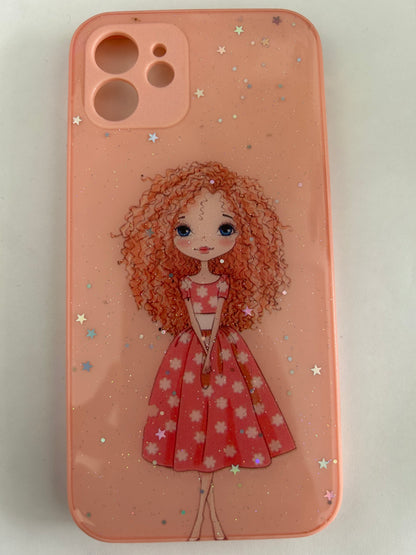 Pink Glitter Printed Silicon Hard Case for iPhone