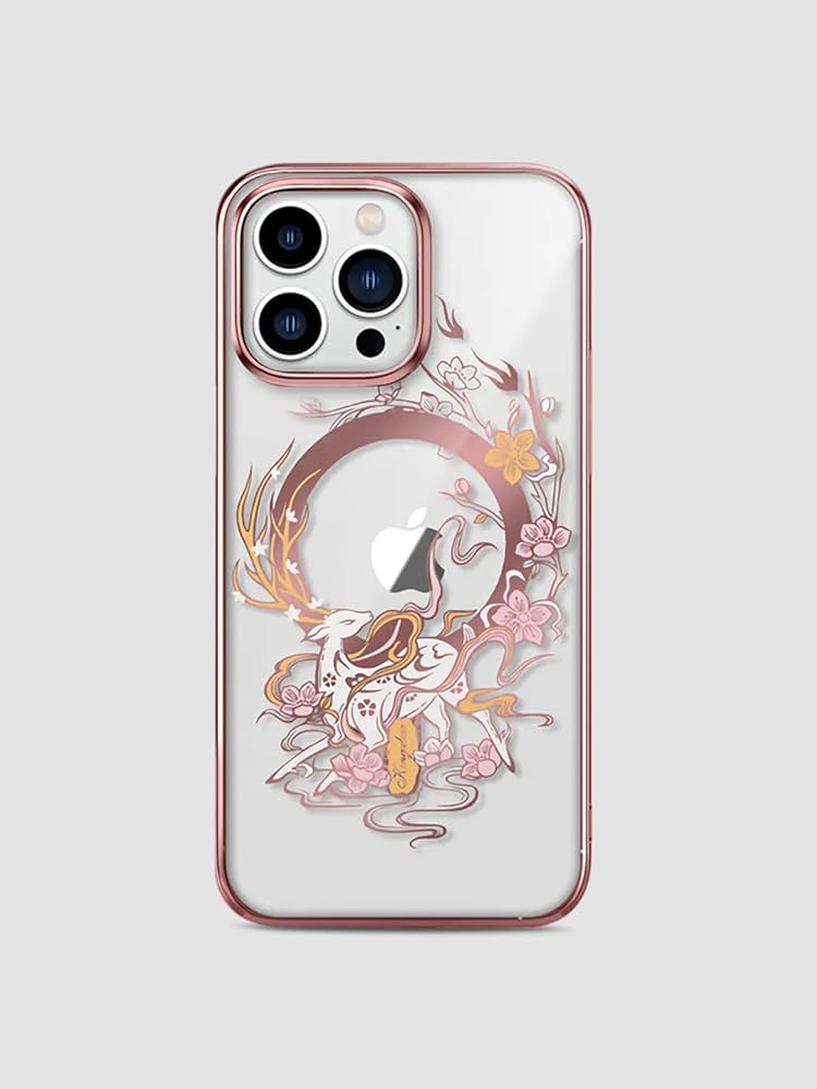 Dragon Printed Phone Case Compatible for iPhone 14 Pro Max (Rose Gold)