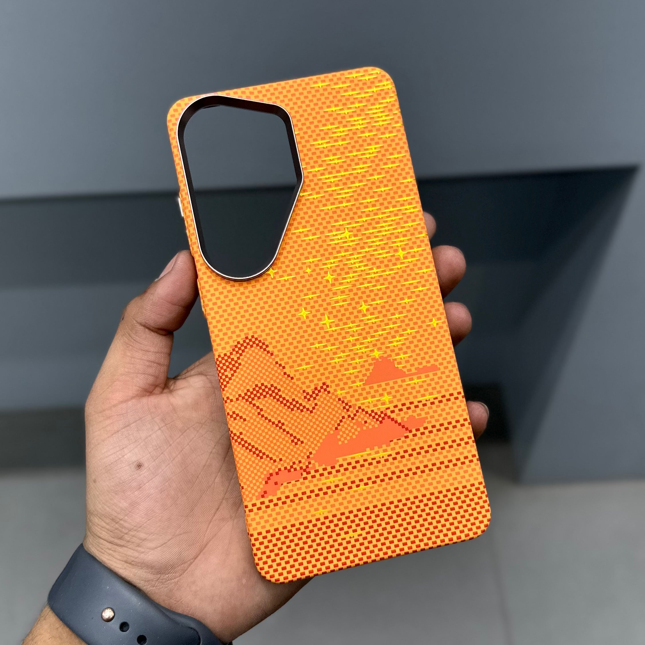 LUXO CARBON CASE SAMSUNG - ORANGE STARS ( No. 3171 ) Mobile Case by CoverMeUp - Style 3