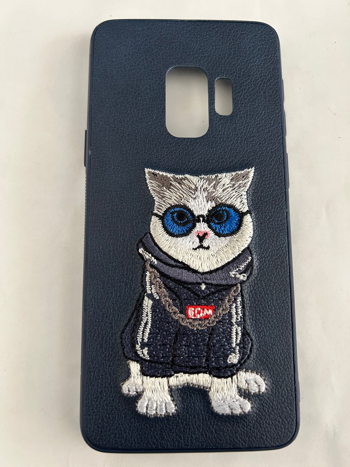 3D Embroidery Leather Back Case Compatible with Samsung Galaxy S9