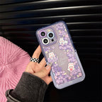 Protective Apple iPhone Back Cover - Rabbit Purple Holder Stand Semi-Transparent iPhone Case - Style 6