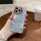 Protective Apple iPhone Back Cover - Holographic Shimmer Camera Ring and Stand Case for iPhone
