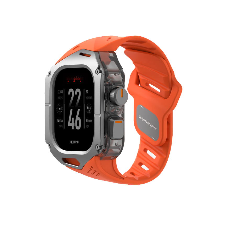 Aulumu A01 Case with Band for Apple Watch Ultra 1/2/3 | Titanium Cover | FKM Band