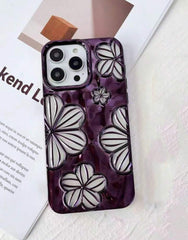 Smog-Blue Plating Simple Personality 3d Oil Painting Flower Tpu Phone Case Compatible with Iphone