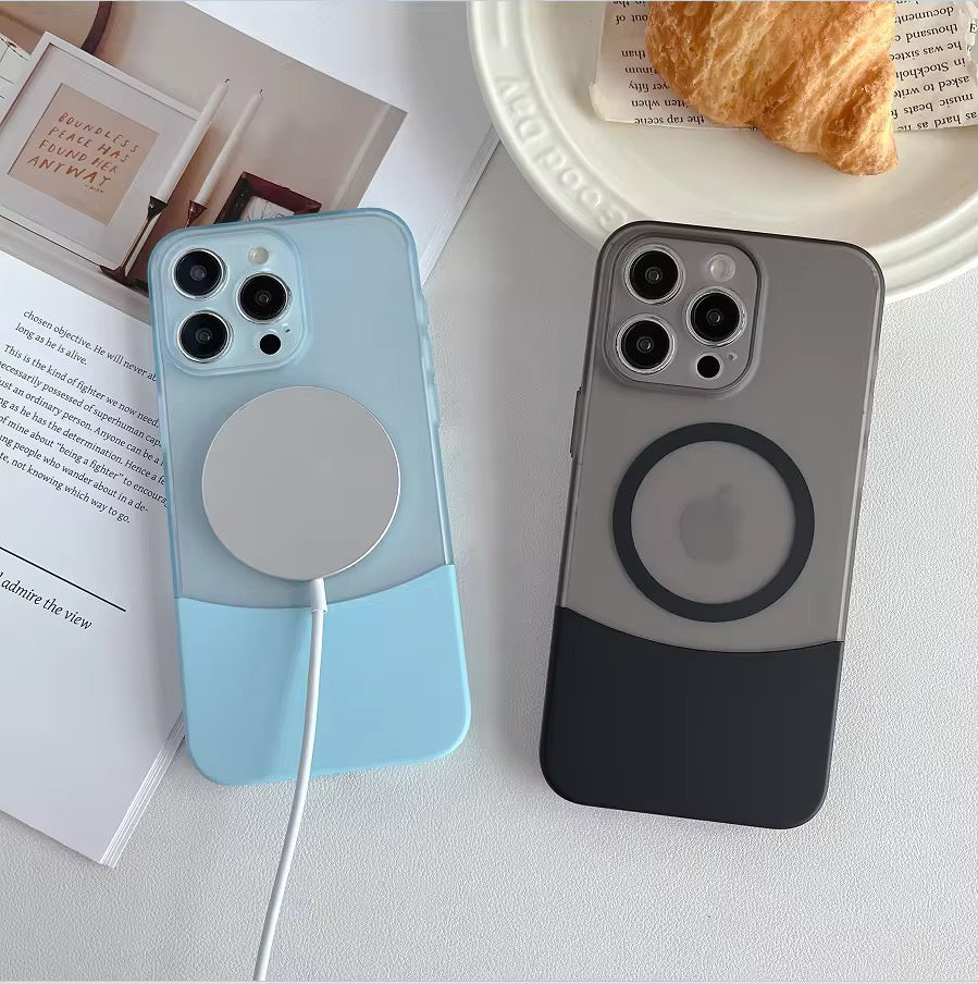 Protective Apple iPhone Back Cover - Dual Color Matte Magsafe Slim Fit Case for iPhone - Style 3