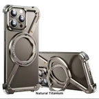 Protective Apple iPhone Back Cover - Z Shaped Metal Magsafe Bumper Case with Stand for iPhone - Style 2