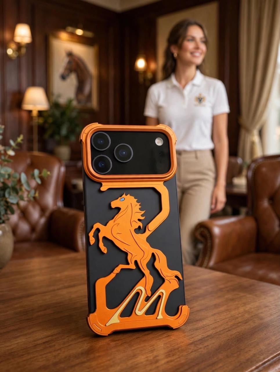 Metallic Horse Designer Case for iPhone 17/18 Pro & Pro Max - iPhone 17 Pro Max / 18 Pro Max - Orange