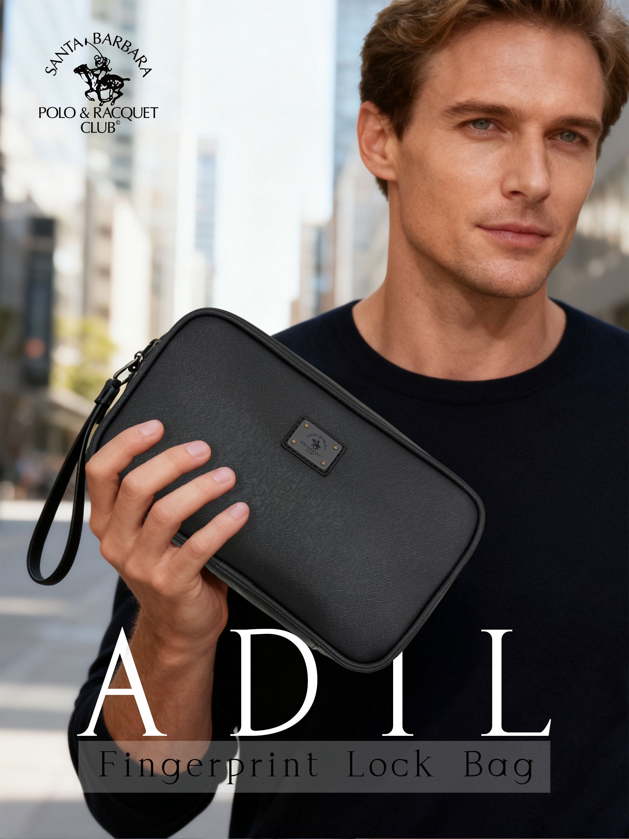 Santa Barbara Polo Adil FingerPrint Lock Bag (Black)