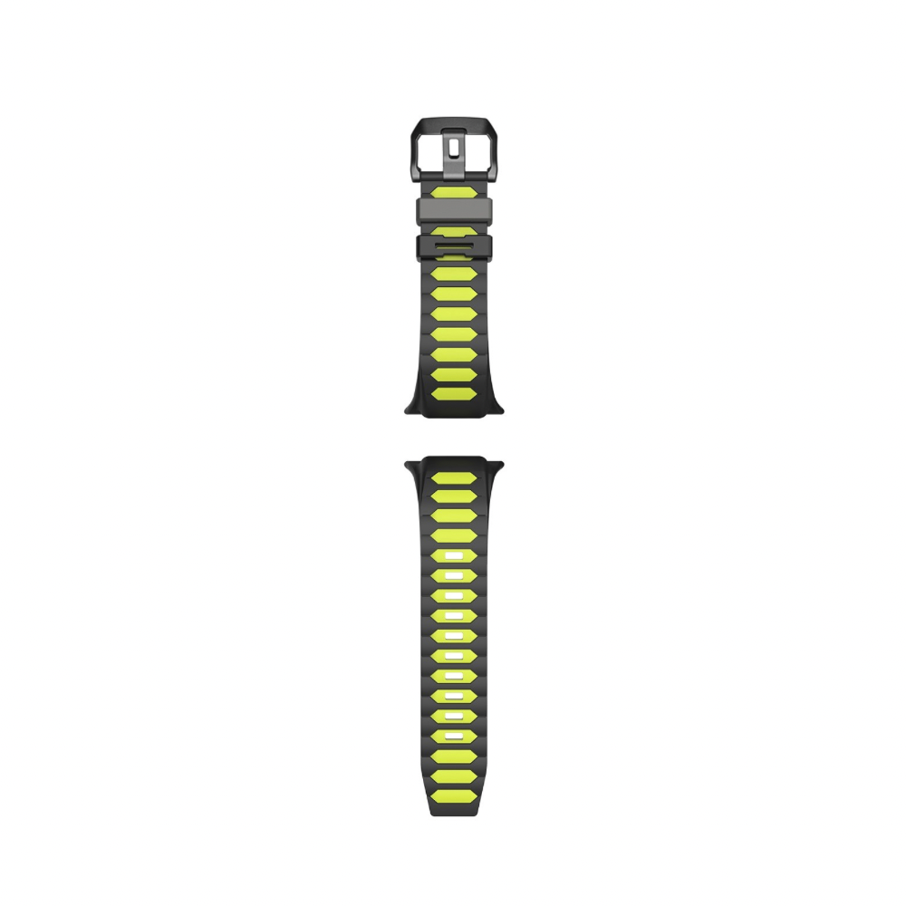 Dual Colour Soft Silicon Band For Apple Watch 44/45/46/49 mm (Neon Green/Black)