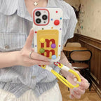 Protective Apple iPhone Back Cover - M & M Card Holder Case with Sling for iPhone - Style 4