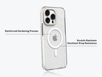 Protective Apple iPhone Back Cover - YOUNGKIT Crystal Anti Yellowing Transparent Case with Thin Metal Front Bumper Case for iPhone 16 Pro (Transparent + Natural Titanium) - Style 6