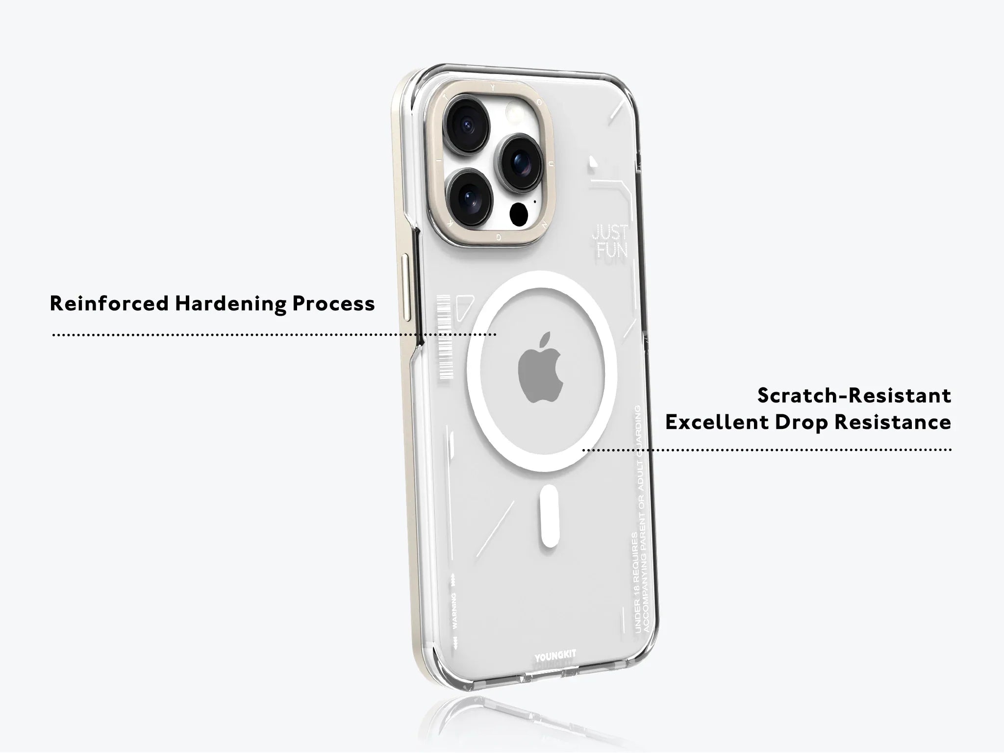Protective Apple iPhone Back Cover - YOUNGKIT Crystal Anti Yellowing Transparent Case with Thin Metal Front Bumper Case for iPhone 16 Pro (Transparent + Natural Titanium) - Style 6