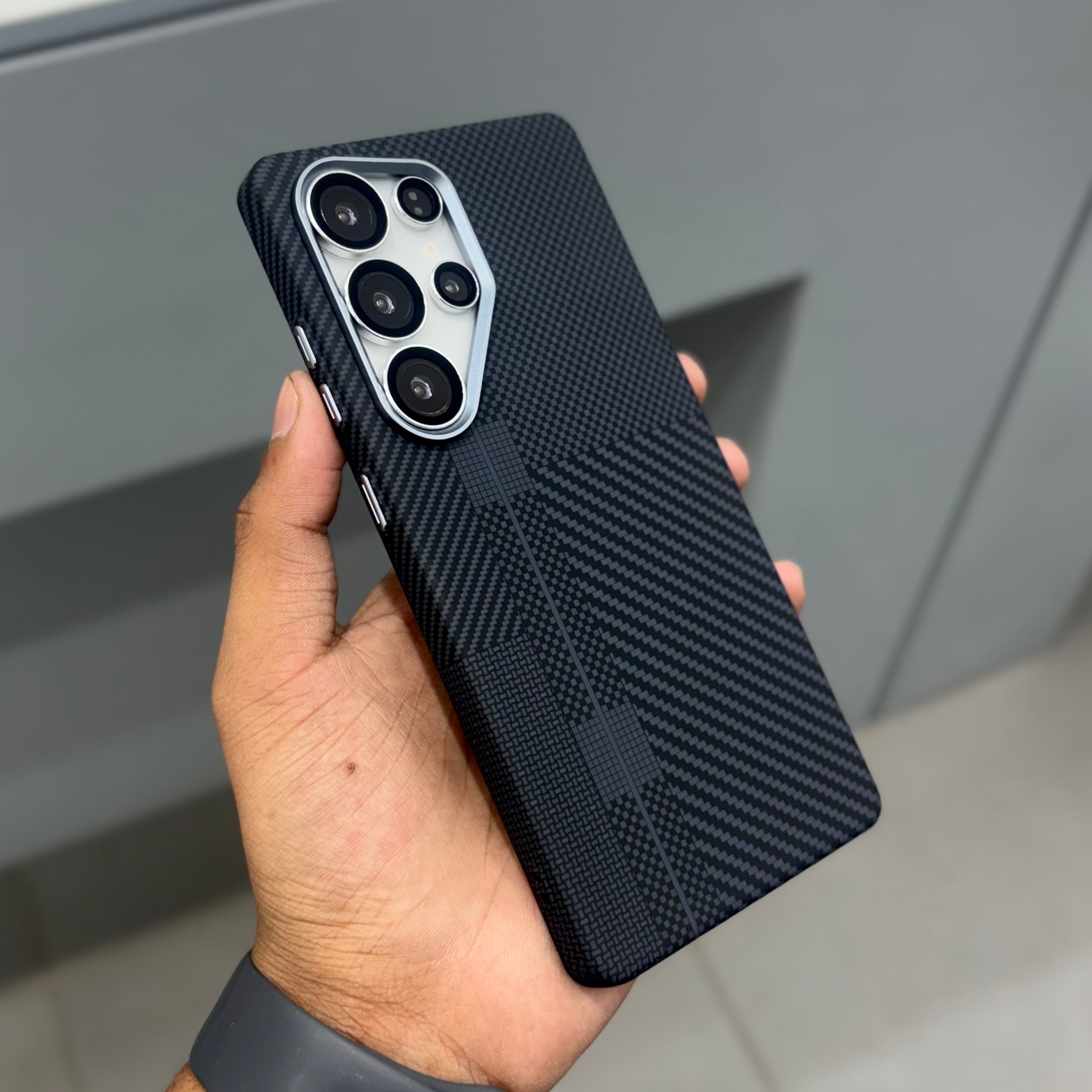 Luxo Black Check Carben Case with Magsafe - Samsung ( No. 2215 ) Mobile Case by CoverMeUp - Style 2