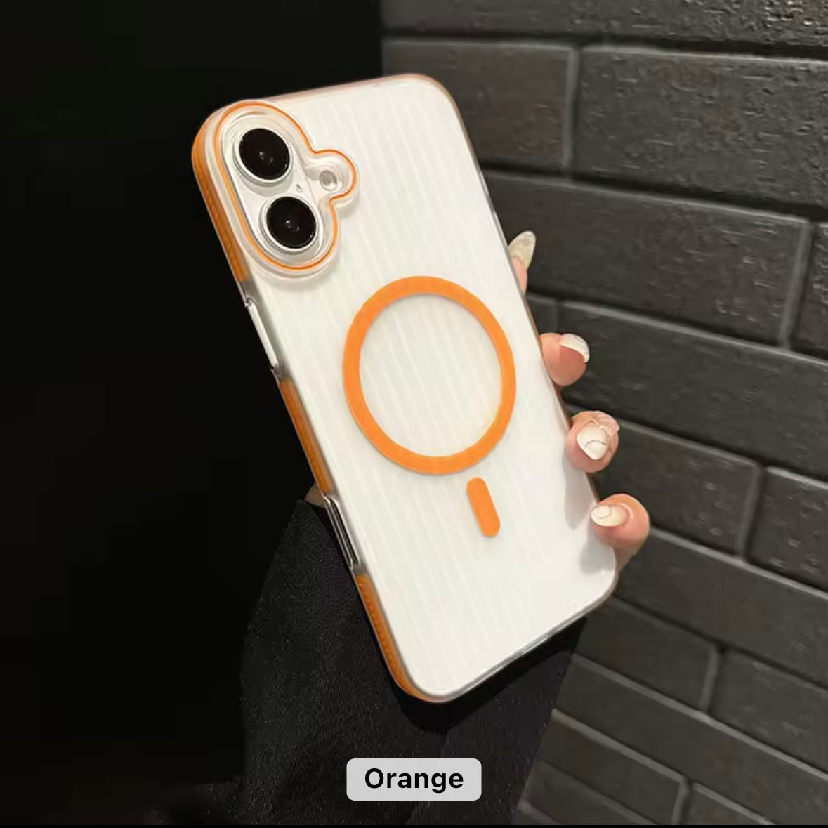 Protective Apple iPhone Back Cover - Slim Fit Hard MagSafe iPhone Case with Embossed Stripes - Style 5