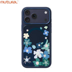 Silicon Protective Magsafe Floral Design Case for iPhone 17 Pro Max (Blue)