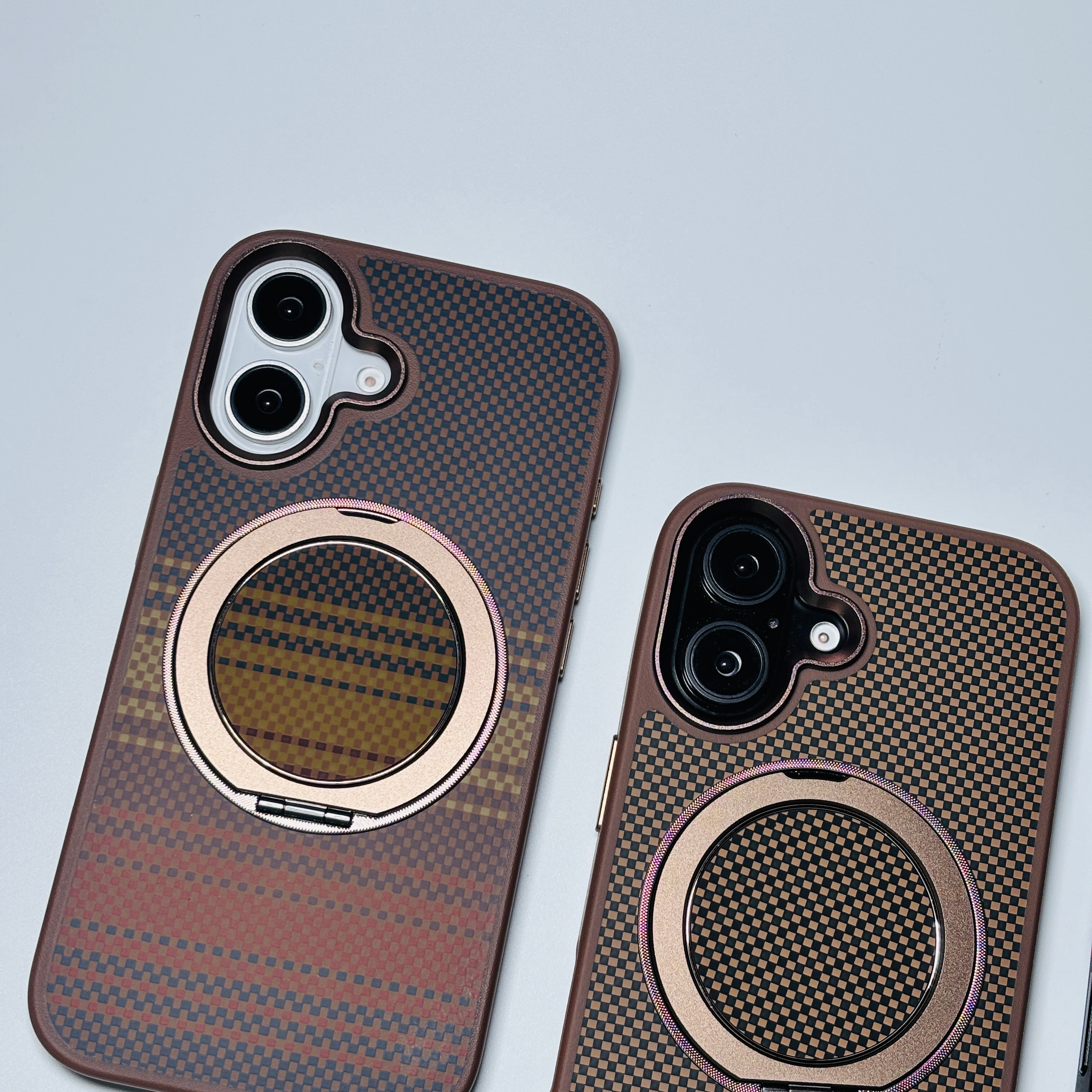Protective Apple iPhone Back Cover - Carbon Fiber MagSafe with Stand iPhone Case - Style 5