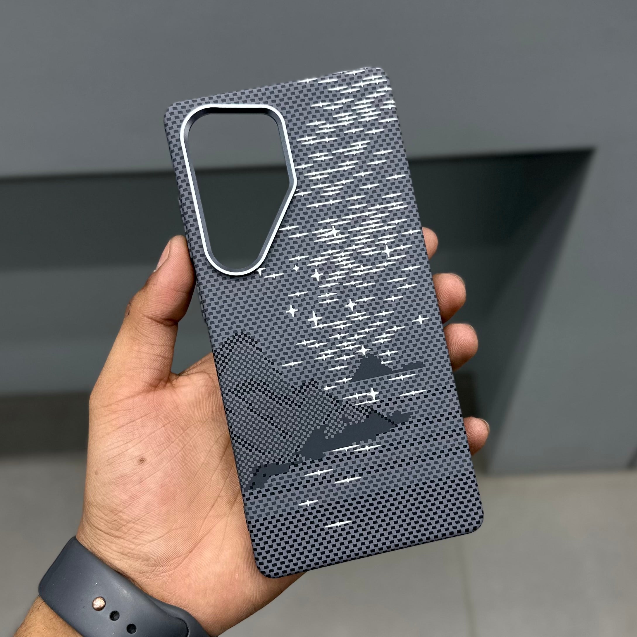 LUXO CARBON CASE SAMSUNG -GREY STARS ( No. 3168 ) Mobile Case by CoverMeUp - Style 3