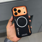 Nimmy Premium Embroidered Leather Case - NIMMY MAGSAFE CASE - BLACK ORANGE ( No. 2541 )