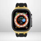 AP Sport Silicone Watch Band Strap for iWatch 42/44/45/49MM (BLACK/GOLD) Mobile Case by CoverMeUp - Style 3