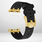AP Sport Silicone Watch Band Strap for iWatch 42/44/45/49MM (BLACK/GOLD) Mobile Case by CoverMeUp - Style 5