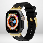 AP Sport Silicone Watch Band Strap for iWatch 42/44/45/49MM (BLACK/GOLD) Mobile Case by CoverMeUp