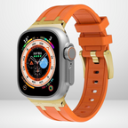 AP Sport Silicone Watch Strap for iWatch 42/44/45/49MM (ORANGE/GOLD) Mobile Case by CoverMeUp