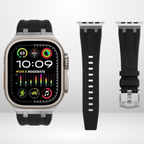AP Sport Silicone Watch Band Strap for iWatch 42/44/45/49MM (BLACK/SILVER) Mobile Case by CoverMeUp - Style 2
