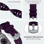 AP Sport Silicone Watch Band Strap for iWatch 42/44/45/49MM (BLACK/SILVER) Mobile Case by CoverMeUp - Style 3