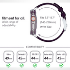 AP Sport Silicone Watch Band Strap for iWatch 42/44/45/49MM (BLACK/SILVER) Mobile Case by CoverMeUp - Style 4