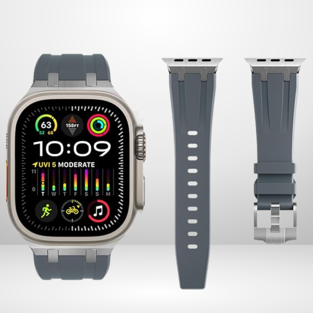 AP Sport Silicone Watch Band Strap for iWatch 42/44/45/49MM (DARK GREY) Mobile Case by CoverMeUp - Style 2