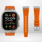 AP Sport Silicone Watch Strap for iWatch 42/44/45/49MM (ORANGE/SILVER) Mobile Case by CoverMeUp - Style 2