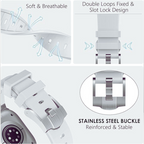 AP Sport Silicone Watch Band Strap for iWatch 42/44/45/49MM (WHITE) Mobile Case by CoverMeUp - Style 3